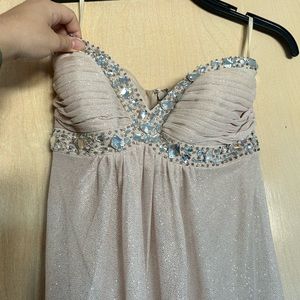 Sparkly Glitter Champagne Prom Dress